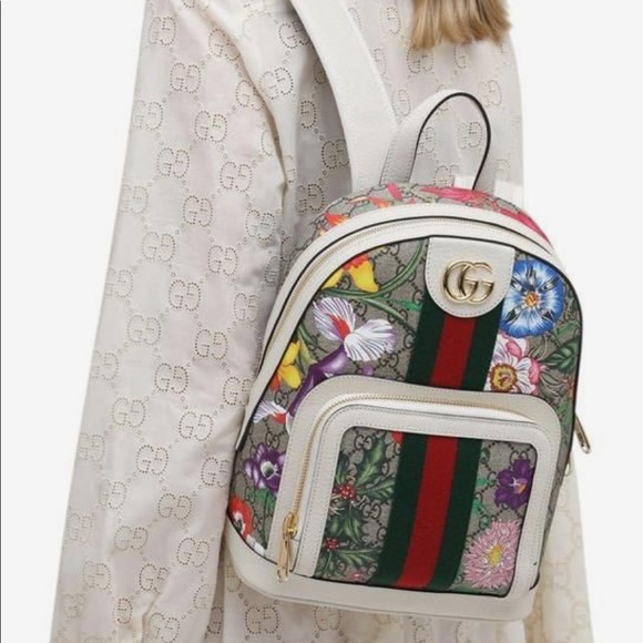 Gucci Handbags - Gucci Ophidia Flora Backpack White